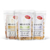 Brittle bundle containing peanut, cashew and pistachio. 3 oz bag size. 